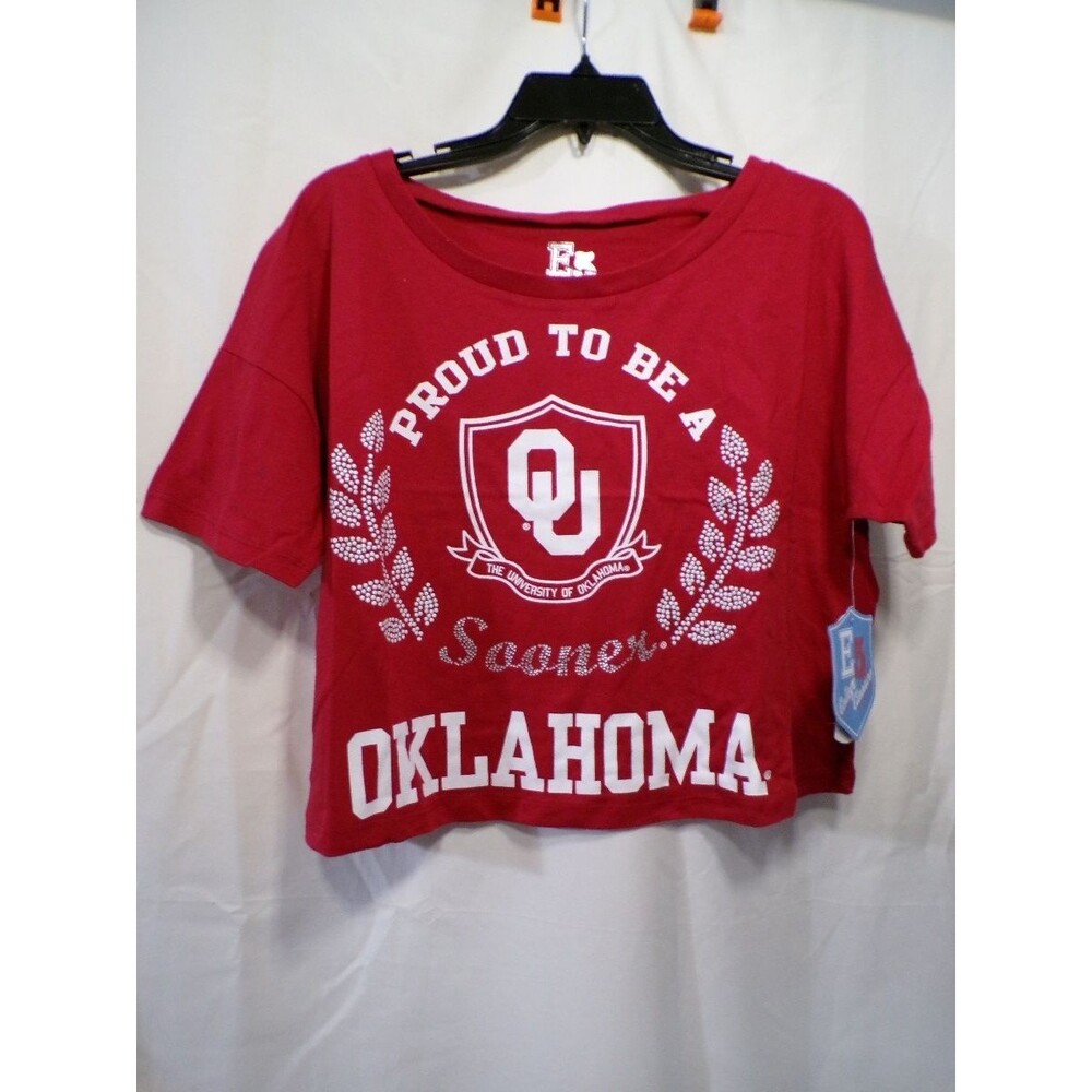 E5 College Classics Women's Cropped T Shirt Oklahoma Sooners Medium Red